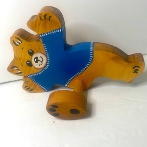 Hand Made Wooden Bear Wall Hanger Kids Jackets